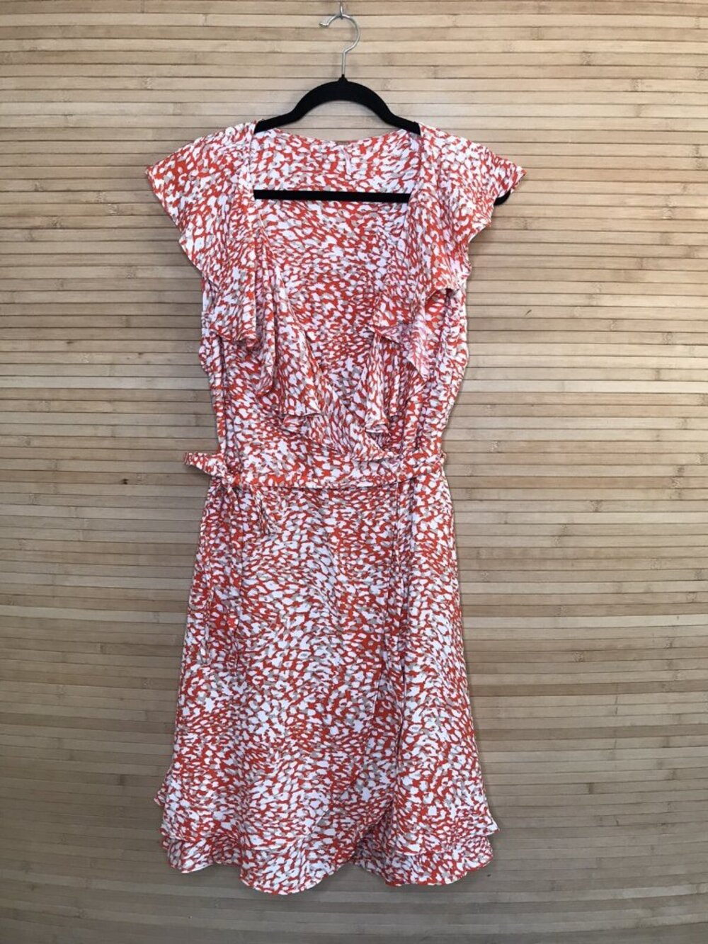 Free People Orange French Quarter Wrap Mini Dress Size L Large excellent - Picture 4 of 9